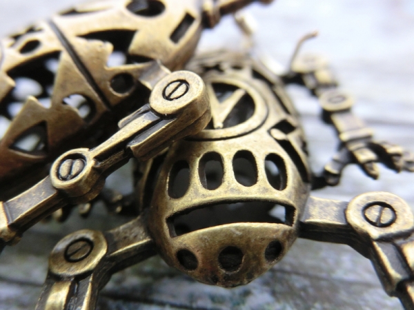 Roboter Ohrringe Vintage bronzefarben Alien